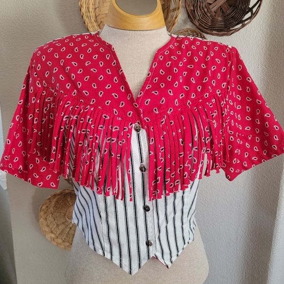 Vintage 90s Circle T Western Crop Button-Up Top SZ M - Picture 1 of 7